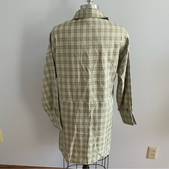 Missguided Oversized Shirt Dress in Sage Gingham-Green- Size 2- NWOT - Picture 9 of 11